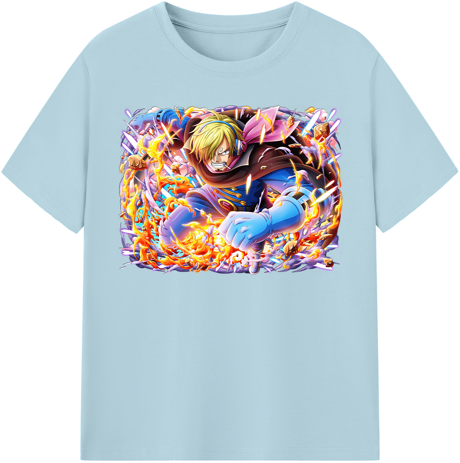 （画像用） ワンピース サンジ ONE PIECE Sanji 綿100％半袖Tシャツ（フロントプリント）